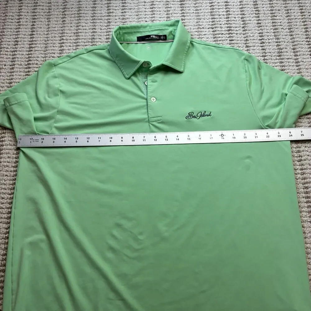 RLX Ralph Lauren Sea Island Polo Shirt Mens Large Green Golf Moisture Wicking